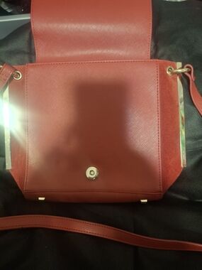 White House Black Market Red Crossbody Bag with Gold Hardware